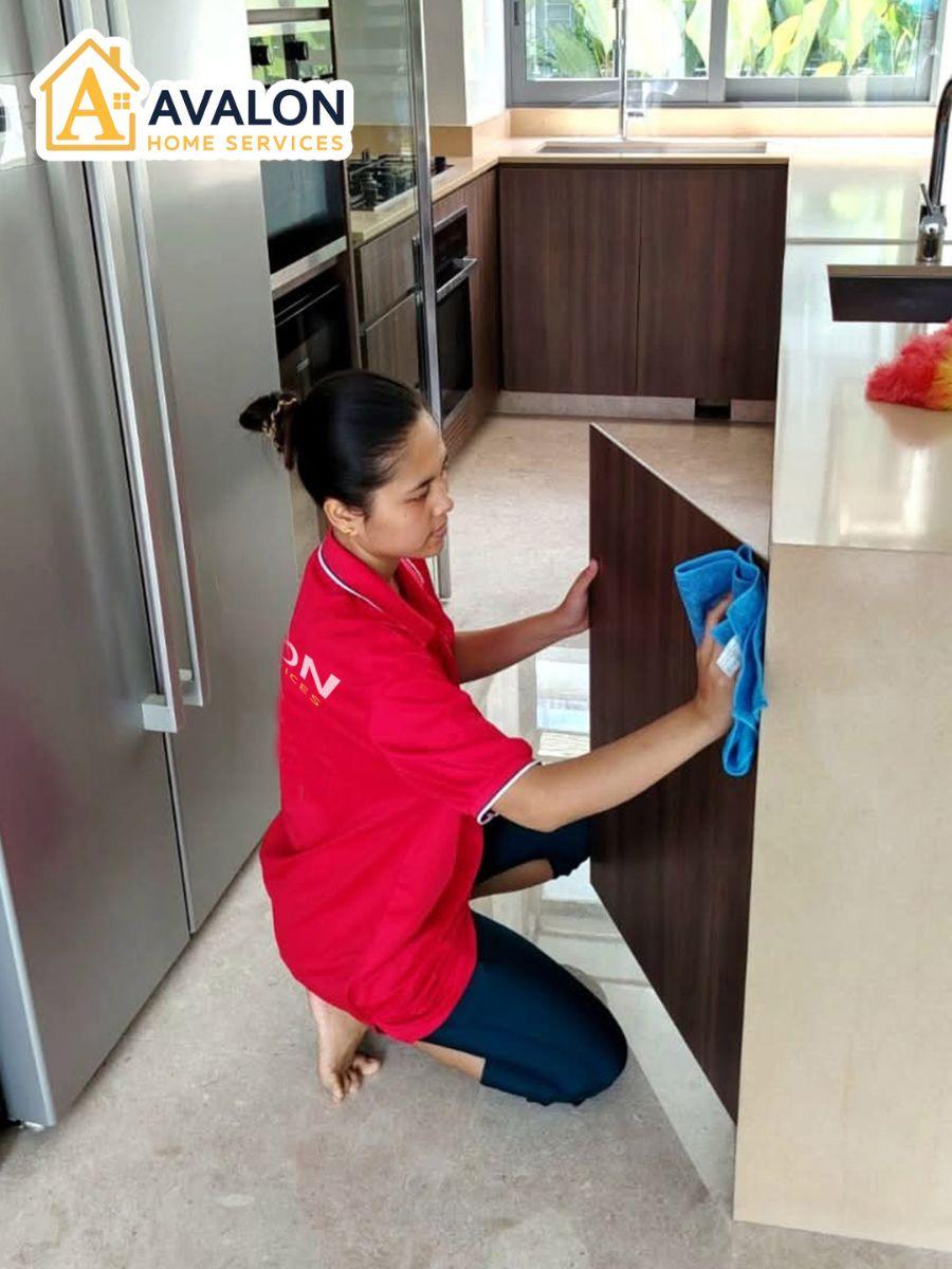 part time helper clean kitchen cabinet