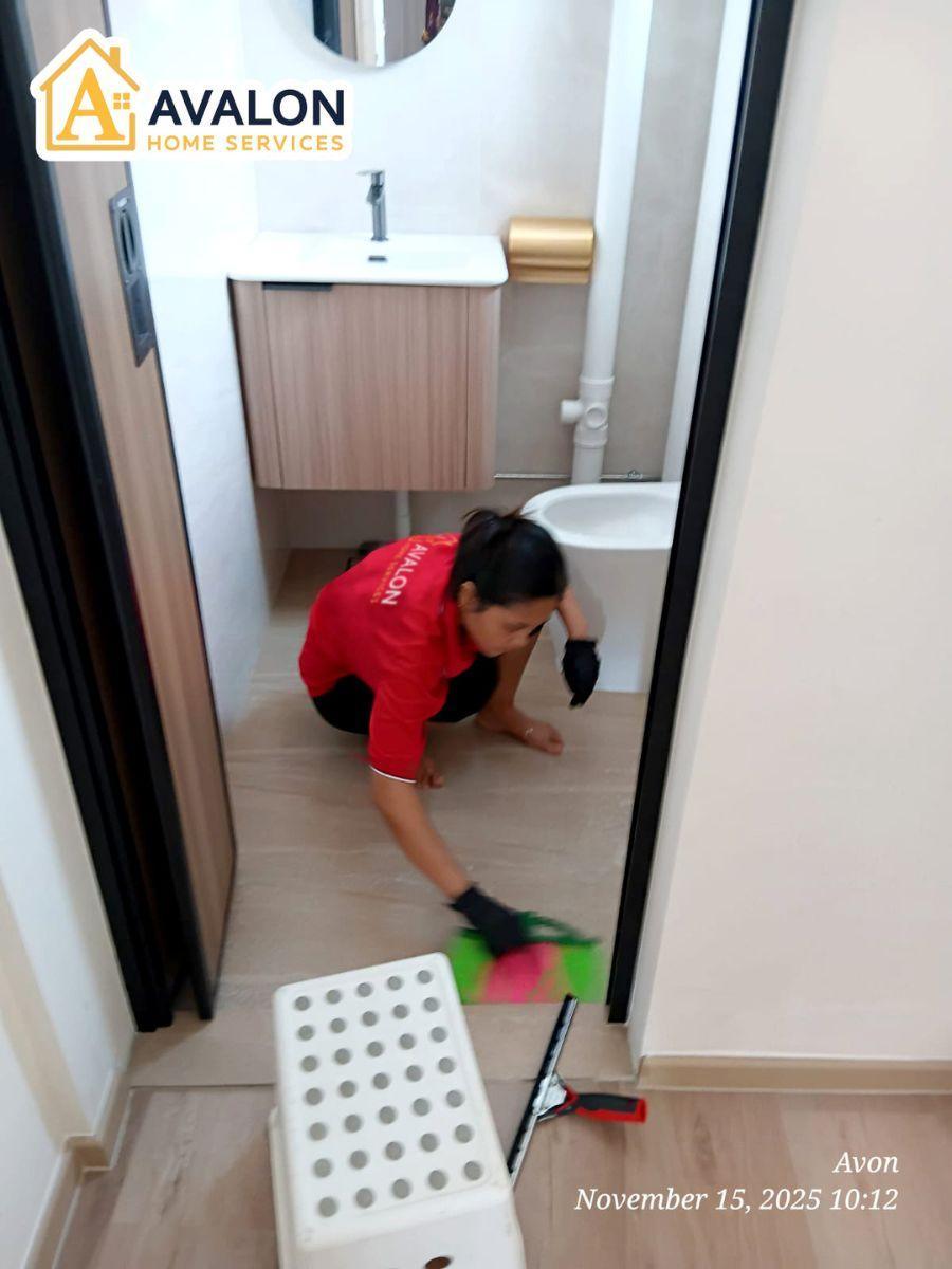 part time helper cleans-toilet
