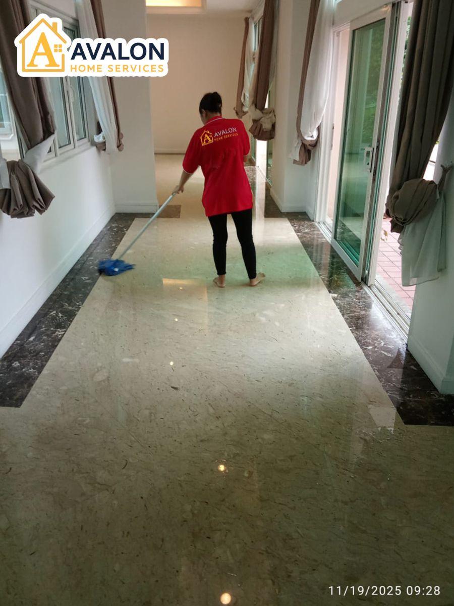 part-time maid mops floor